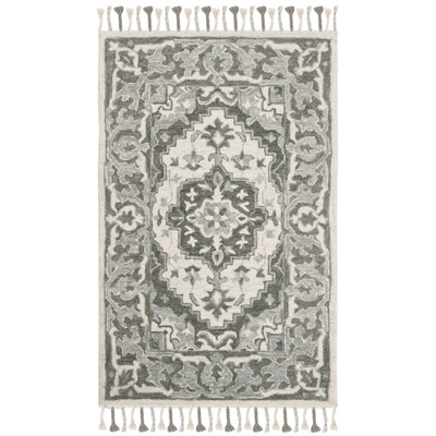 Vahakn Hand-Tufted Wool Grey Area Rug