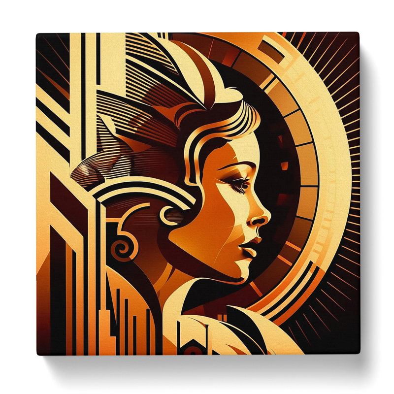 Art Deco Woman Graphic Art - Wrapped Canvas, 35cm H x 35cm W x 3cm D