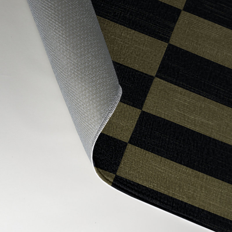 Tapis intérieur / extérieur noir HorizontalStripes, Rectangulaire 3 pi x 5 pi