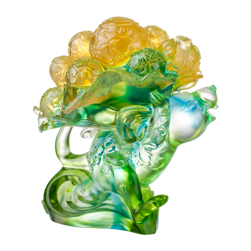 An Auspicious Delivery Mouse Figurine, Amber/Bluish Green