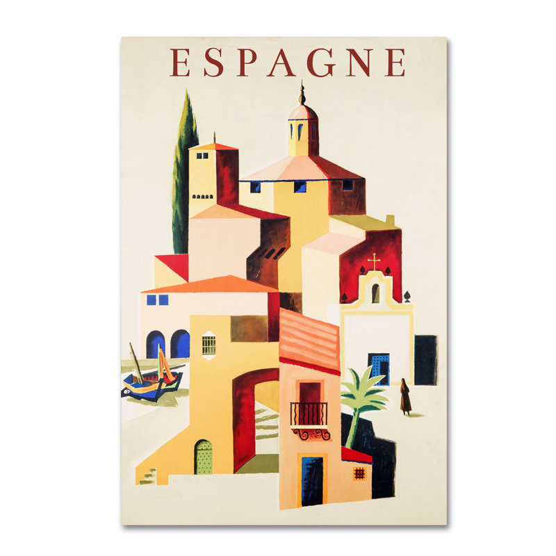 «Travel Espagne» par Vintage Apple Collection, reproduction d'art graphique sur toile, H 47 po x l 30 po x P 2 po