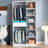Freestanding Closet System,  Stand-Alone Wardrobe With 6 Open Shelves,74.8'' Heigh Closetwith 1 Wood Drawers, Wood Walk-In Closet With 2 Hanging Rod, White