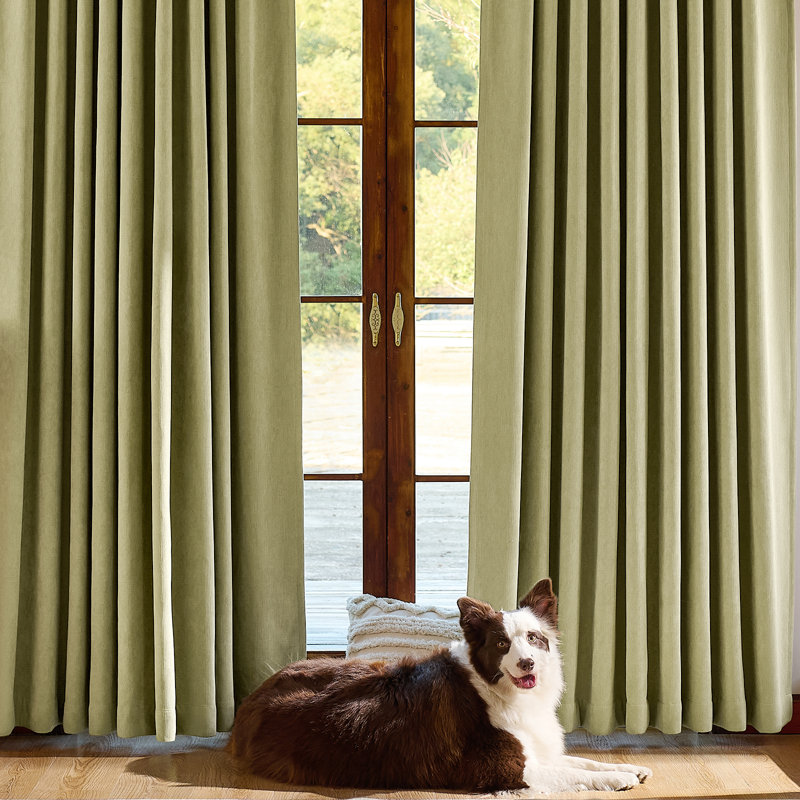 Rideaux occultant en chenille à triple tissage et rideaux réducteurs de bruit 2 panneaux, Vert sauge, L 50 po x L 108 po