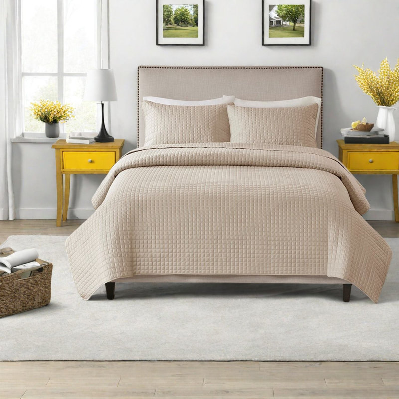 Reversible Bedding Sets Microfiber Full Queen, Modern Khaki Home Comfort