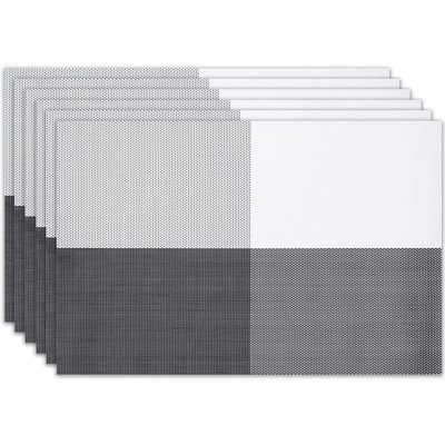 Placemats Set Of 6 Washable Indoor/Outdoor Vinyl Place Mats For Dining Table Durable Non-Slip Heat Resistant PVC Weave Table Mats