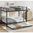 Metal Bunk Bed with Trundle, Black-114313893