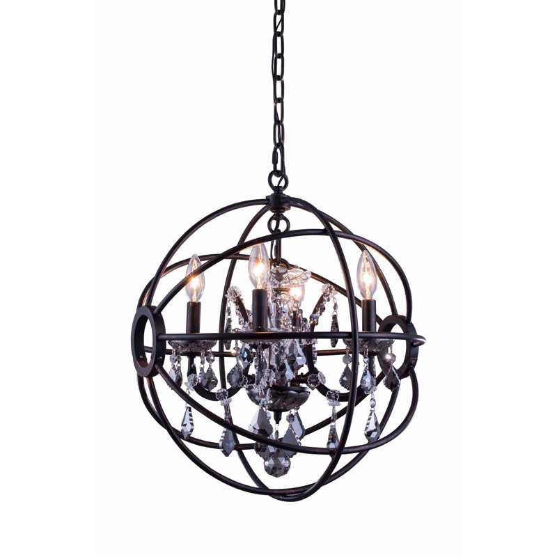 Svante 4 - Light Dimmable Globe Chandelier, Golden Teak (Smoky), Dark Bronze