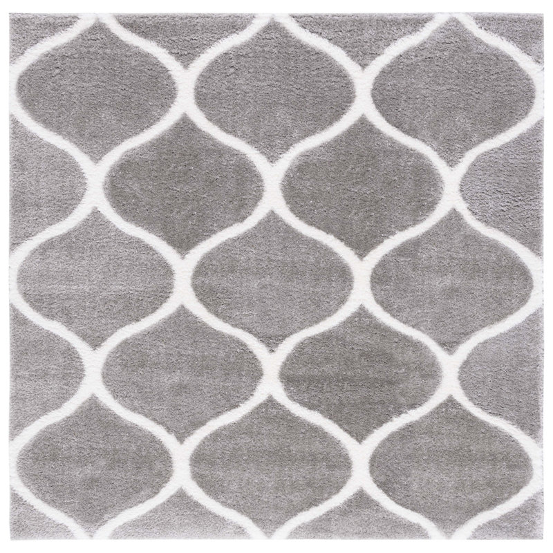 Tapis gris / blanc Fimmie, Carré 6 pi 7 po