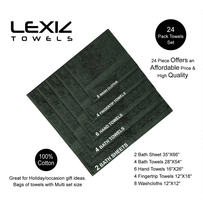 Terrycloth Bath Towels (Pack of 24), Dark Gray