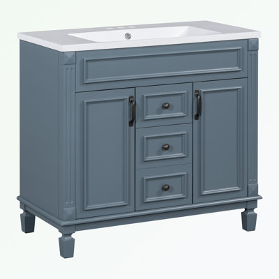 Desirai 35.9'' Single Bathroom Vanity with Solid + Manufactured Wood Top -  Alcott HillÂ®, 335BE76BEC02439698C2F8F3AE040C4F