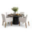 Ensemble de table de salle à manger pour 4 personnes avec table ronde unie et 4 fauteuils rembourrés en tissu-130545127