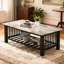 Table basse moderne en faux marbre avec tablette inférieure, console longue de 47 pouces pour le salon
