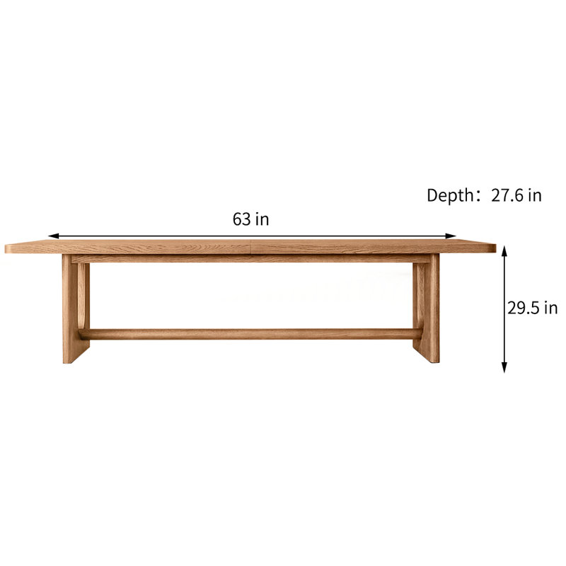 Taleaha Ash Solid Wood Top Dining Table, 29.5"H x 63"L x 27.6"W