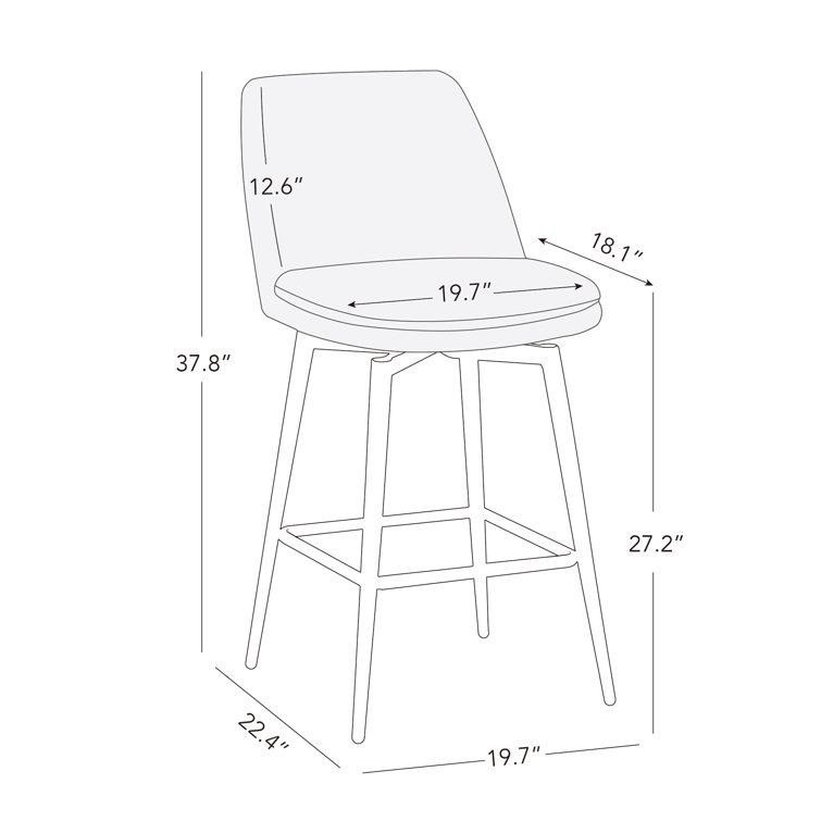 Betzalel Swivel Upholstered 27'' Counter Stool with Metal Frame