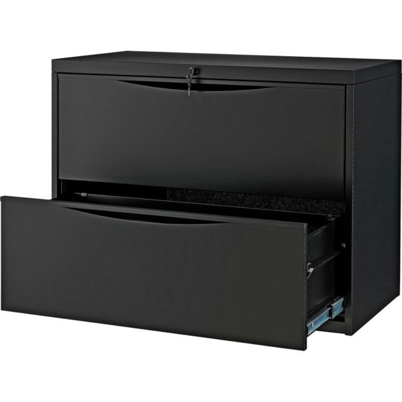 Black 30'' Wide 2-Drawer Lockable Lateral File Cabinet