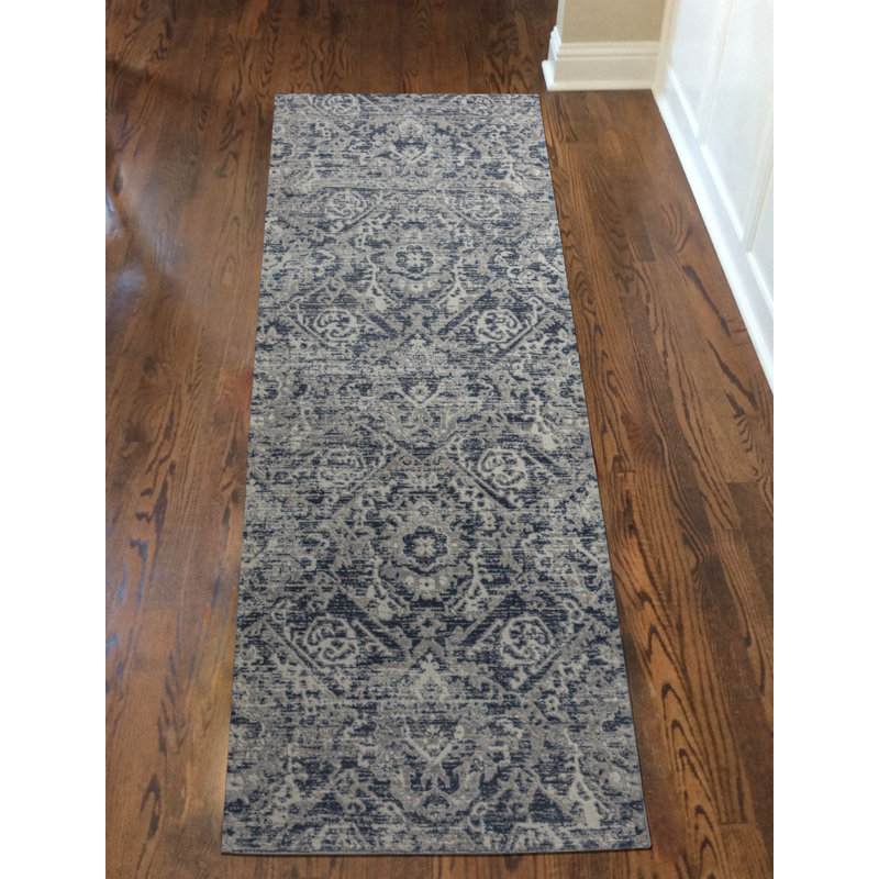 Aidy 1244 Transitional Abstract Blue Area Rug, Runner 2'2" x 7'7" 