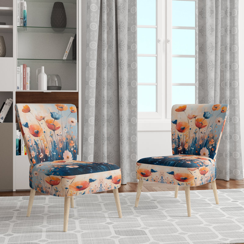 Chaise d'appoint Poppies - Chaise d'appoint Field Of Poppy Meadows, Side Chair Armless
