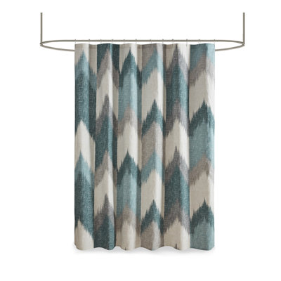 Aqua Cotton Printed Shower Curtain with Abstract Design, 72" x 72", OEKO-TEX Certified