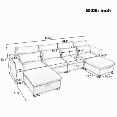 Edgware Upholstered 111 " Sectional
