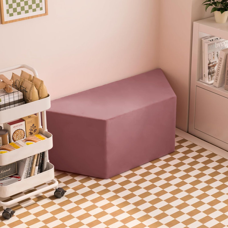 Geometric Trapezoid Ottoman Floor Cushion, Taupe