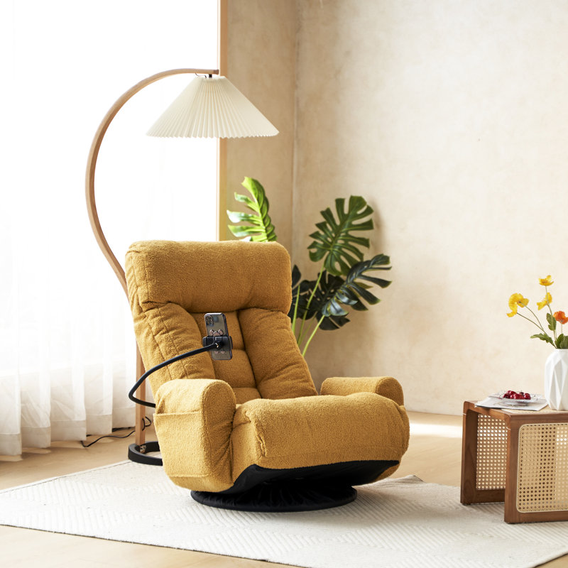 Méridienne rotative à 360 degrés Baugher, réglages réglables, métal jaune, tissage confortable du siège, rotation confortable, rembourrage en tissu