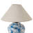 Handmade Starry Sky Ceramic Table Lamp – Blue & White Linen Shade For Living Room , Bedroom & Bedside