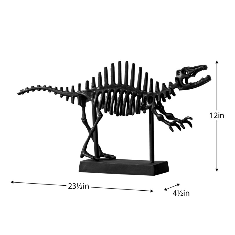 Sculpture de dinosaure noire en aluminium 23,5 po Josyanne