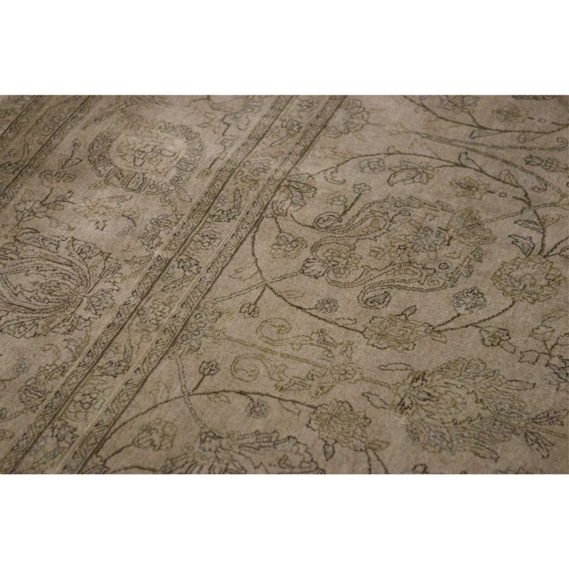 Hand Knotted Wool Area Rug in Gold