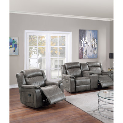 Meuble de salon moderne 2 pièces en bleu ardoise, fauteuil inclinable et coussin, contemporain respirant, capitonnage vertical horizontal, utilisation principale