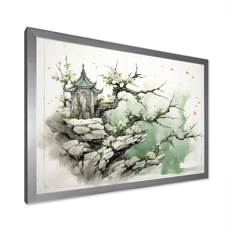 Gloomy Horizon Landscape Blooms - Art mural paysage, Cadre de coin argenté fermé, H 12 po x l 20 po x P 1 po
