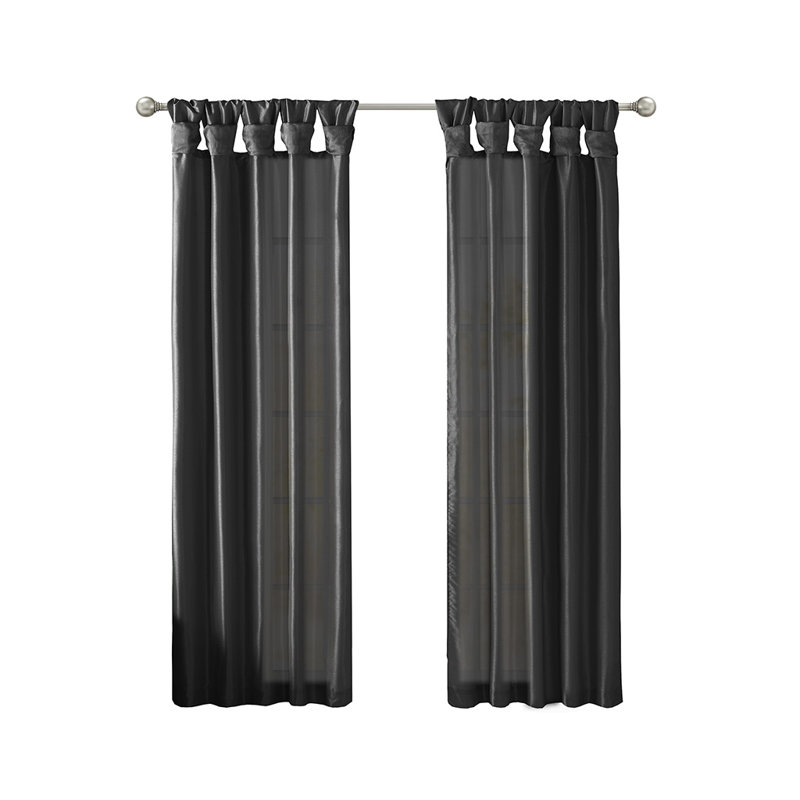 Panneau de rideau de fenêtre Twist Tab, L 50,13 po x L 84,07 po, Noir, noir, noir, noir