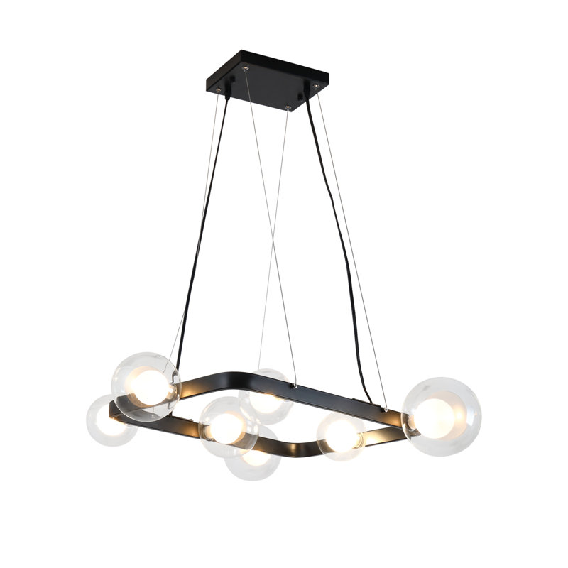 Lustre en roue de chariot à 7 lumières de style bougie avec détails en fer forgé Aurora, Noir
