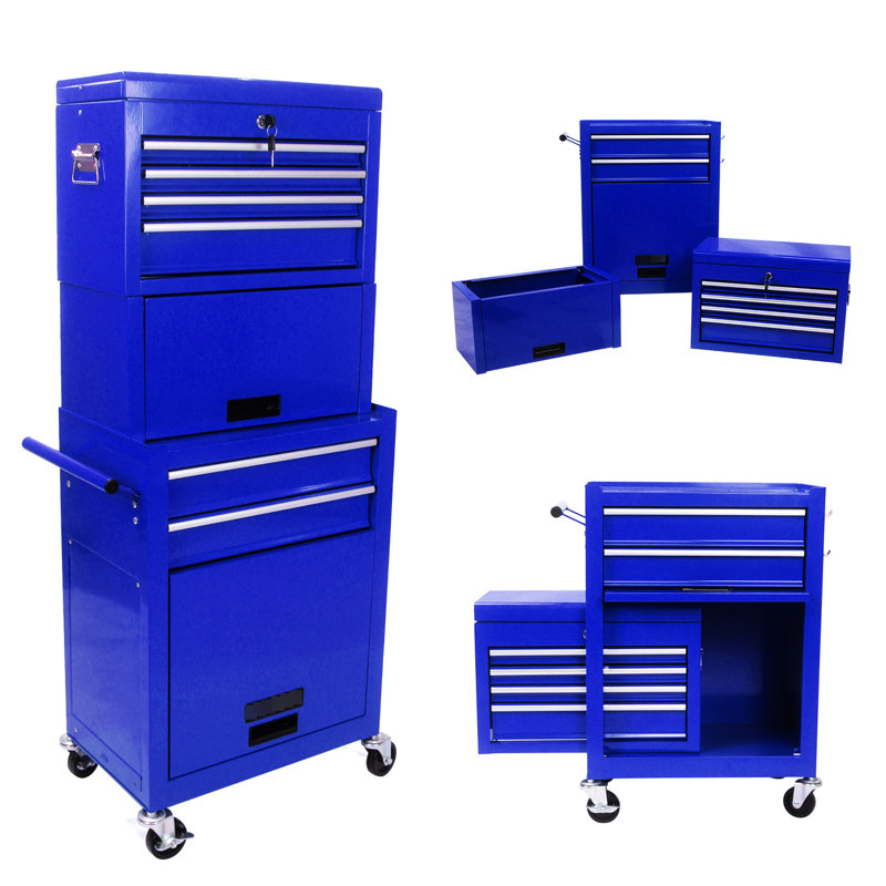 Chariot détachable pour 6 outils - bleu, grand espace de rangement interne pour atelier de réparation, Bleu