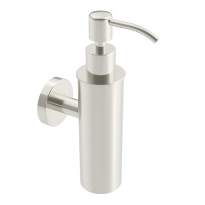 Volkano Wall-Mounted 150ml Soap Dispenser - Brushed Nickel, Premium Brass Construction, Installation Hardware Included
