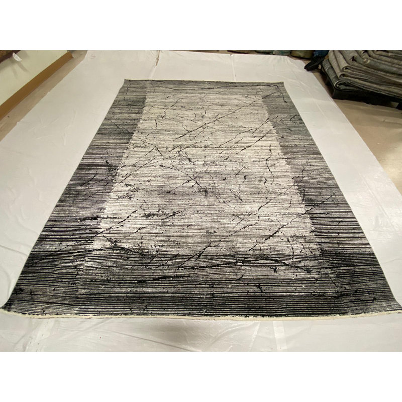 Tapis contemporain moderne touffeté à la main 10X13, Rectangle 6 pi 6 po x 9 pi 6 po