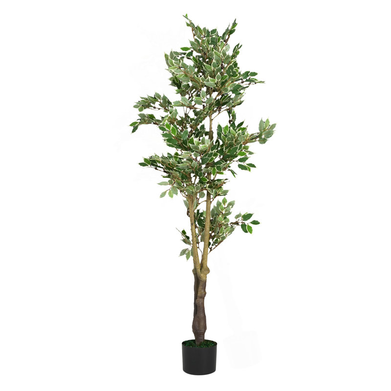 Ficus artificiel avec pot en plastique noir