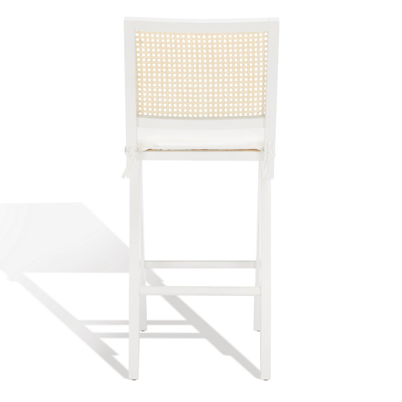 Colette Rattan Barstool, White/Natural, Bar Stool (28.7" Seat Height)