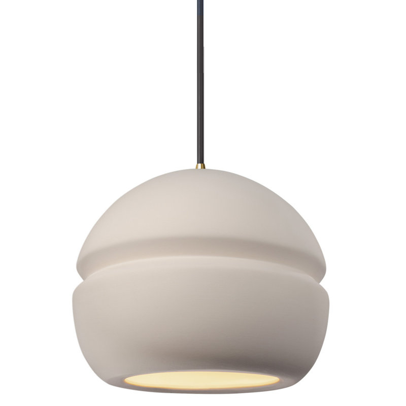 Luminaire suspendu à 1 lumière Logan, Nickel brossé, Bisque