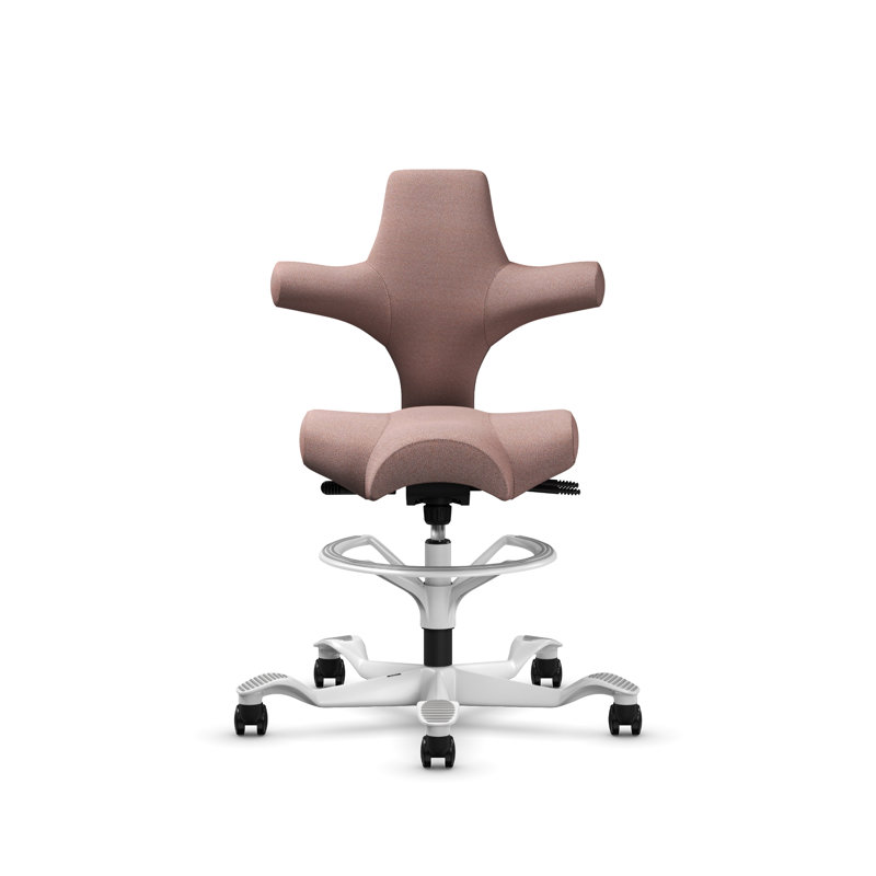 HÅG Capisco Adjustable Sit-to-Stand Height Chair with Footring, White, Pink Blush  