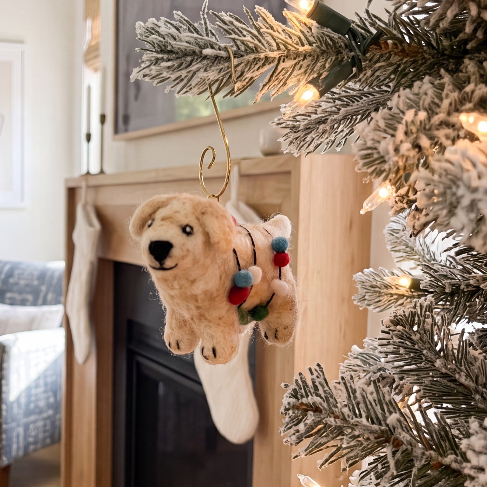 Felted Festive 3" Pup Ornament