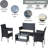 4 PC Rattan Patio Furniture Set Outdoor Patio Cushioned Seat Wicker Sofa-1671975138