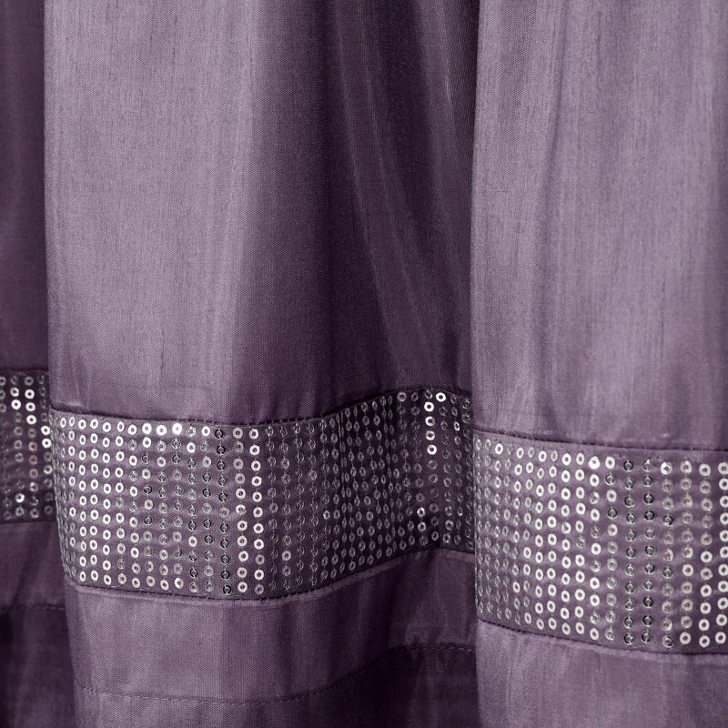 Purple and Silver Faux Silk Sequin Rod Pocket Valance