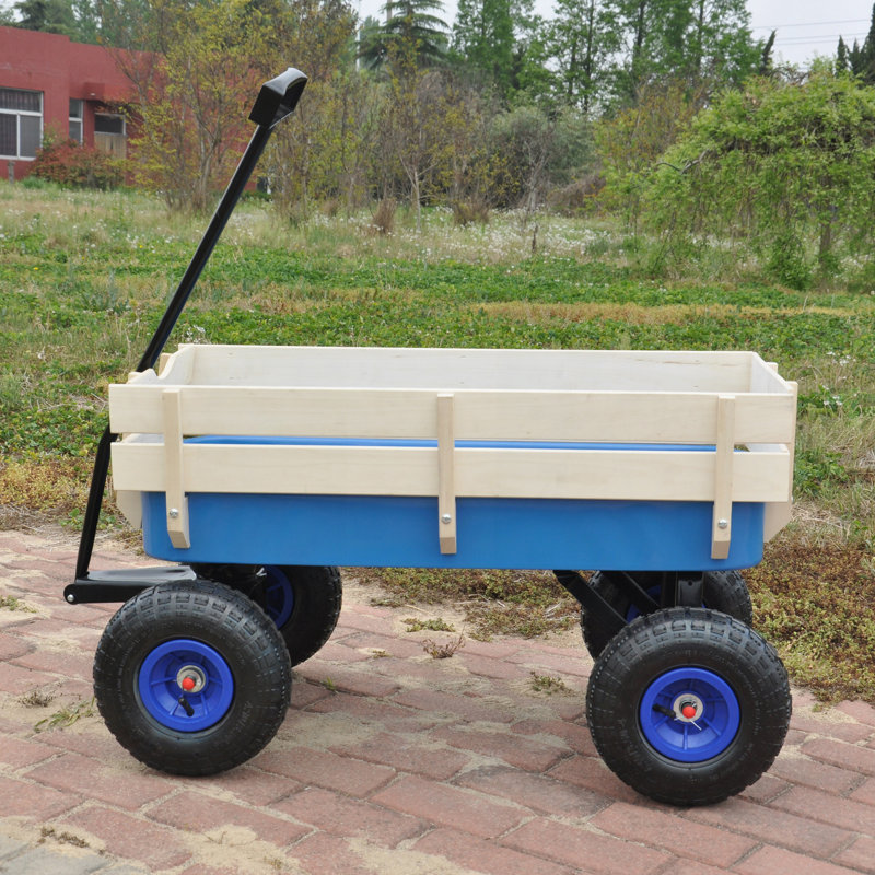 Chariot de jardin pour l'extérieur avec chariot pneumatique, Bleu