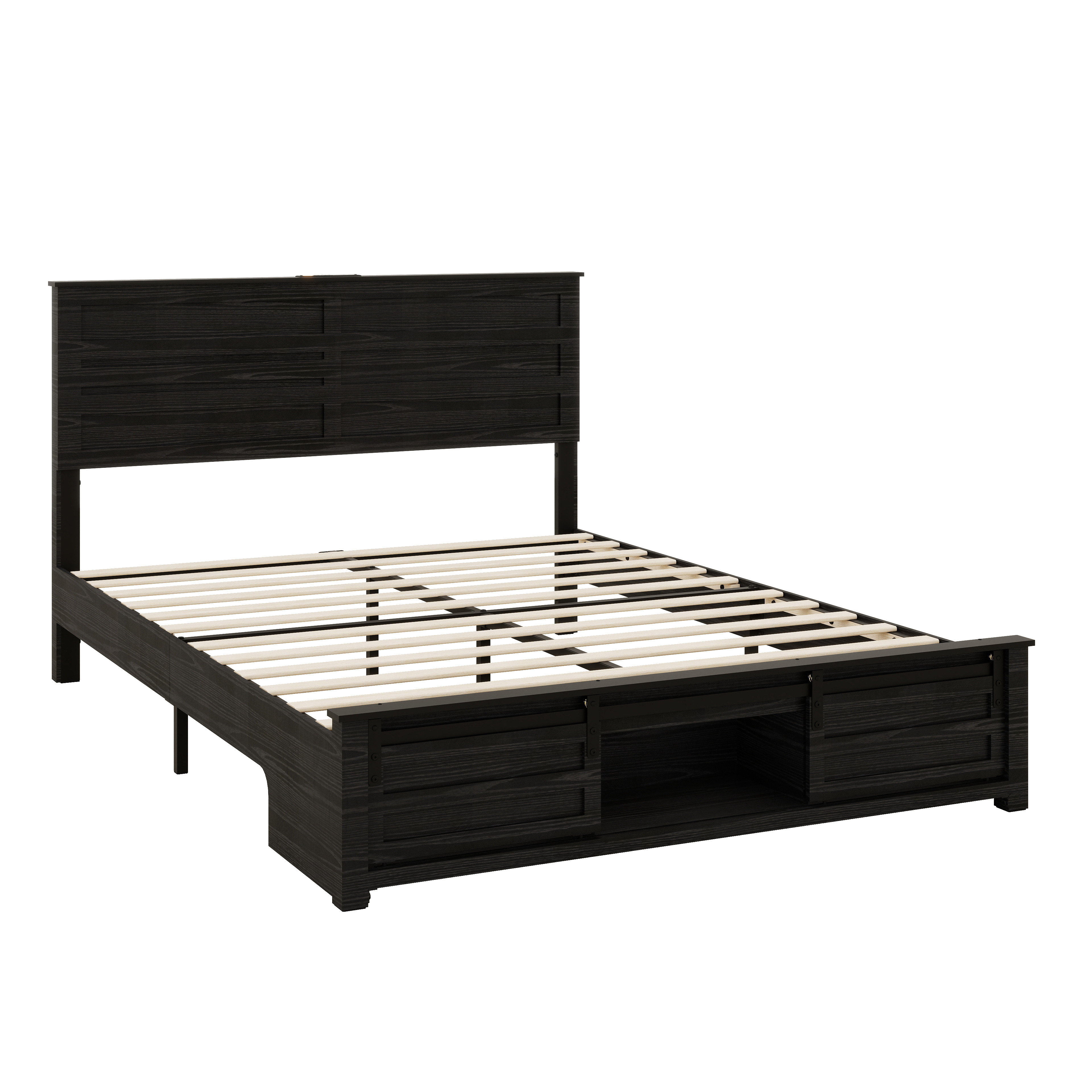 Latitude Run® All-In-One Bed Frame With Storage Headboard, USB Charging ...