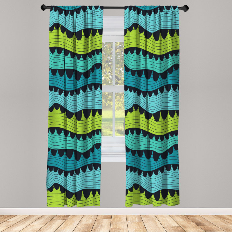 George Oliver Abstract Curtains, Waves Art, 28" W x 84" L
