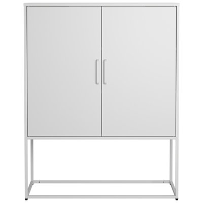 Heavy Duty Metal Buffet Sideboard Modern Steel Storage Cabinet with 2 Shelves, Free Standing Accent Cabinet with Magnetic Doors for Bedroom, Kitchen, and Home Office, Anti-Tip Design Easy Assemble