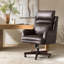 Chaise de bureau inclinable et pivotante en cuir véritable Heeg-377512362