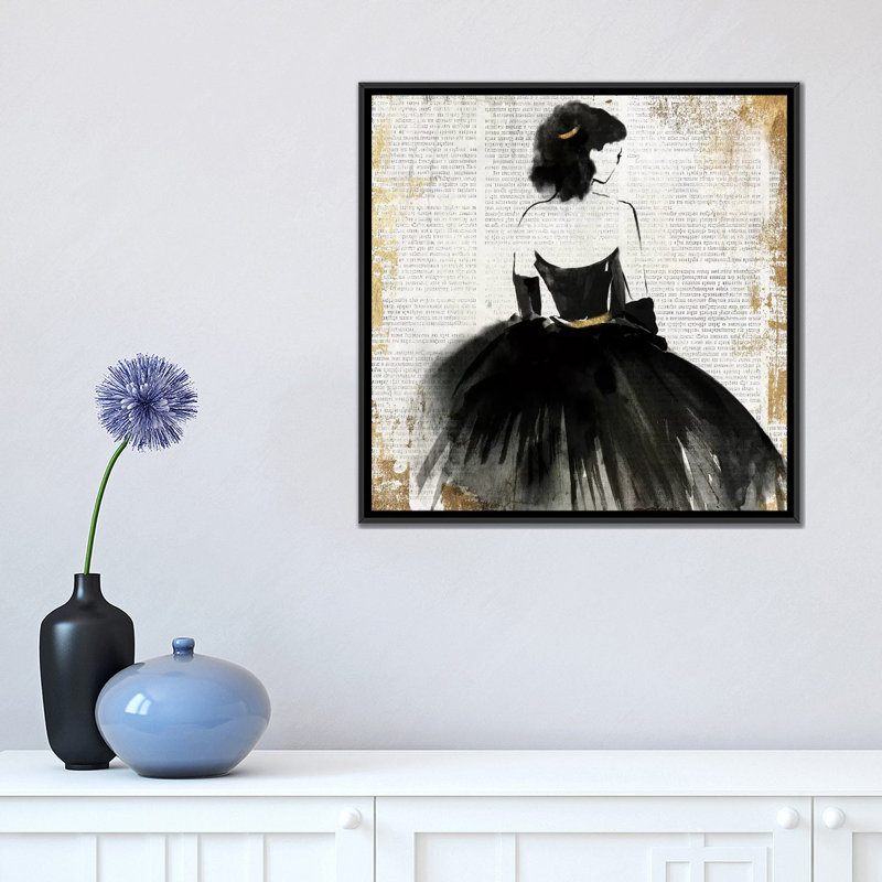 «Lady», reproduction d'impression sur toile, H 18 po x l 18 po x P 1,5 po, Toile avec cadre noir, Pas de tapis