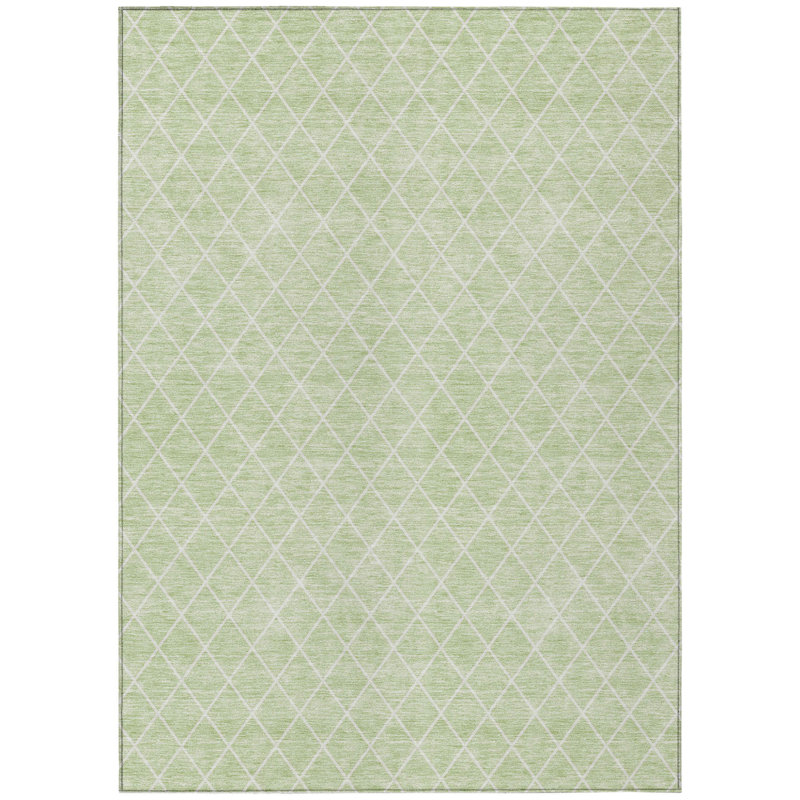 Tapis intérieur / extérieur géométrique lavable vert menthe 10 pi x 14 pi