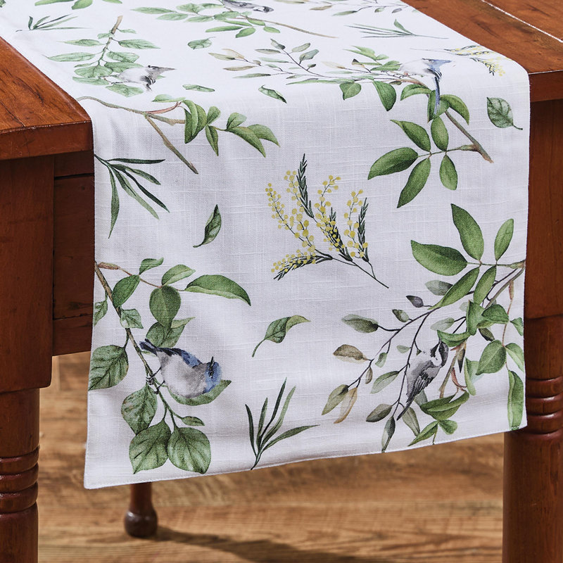 Songbird Green Floral Table Runner 13", 36" L x 13" W